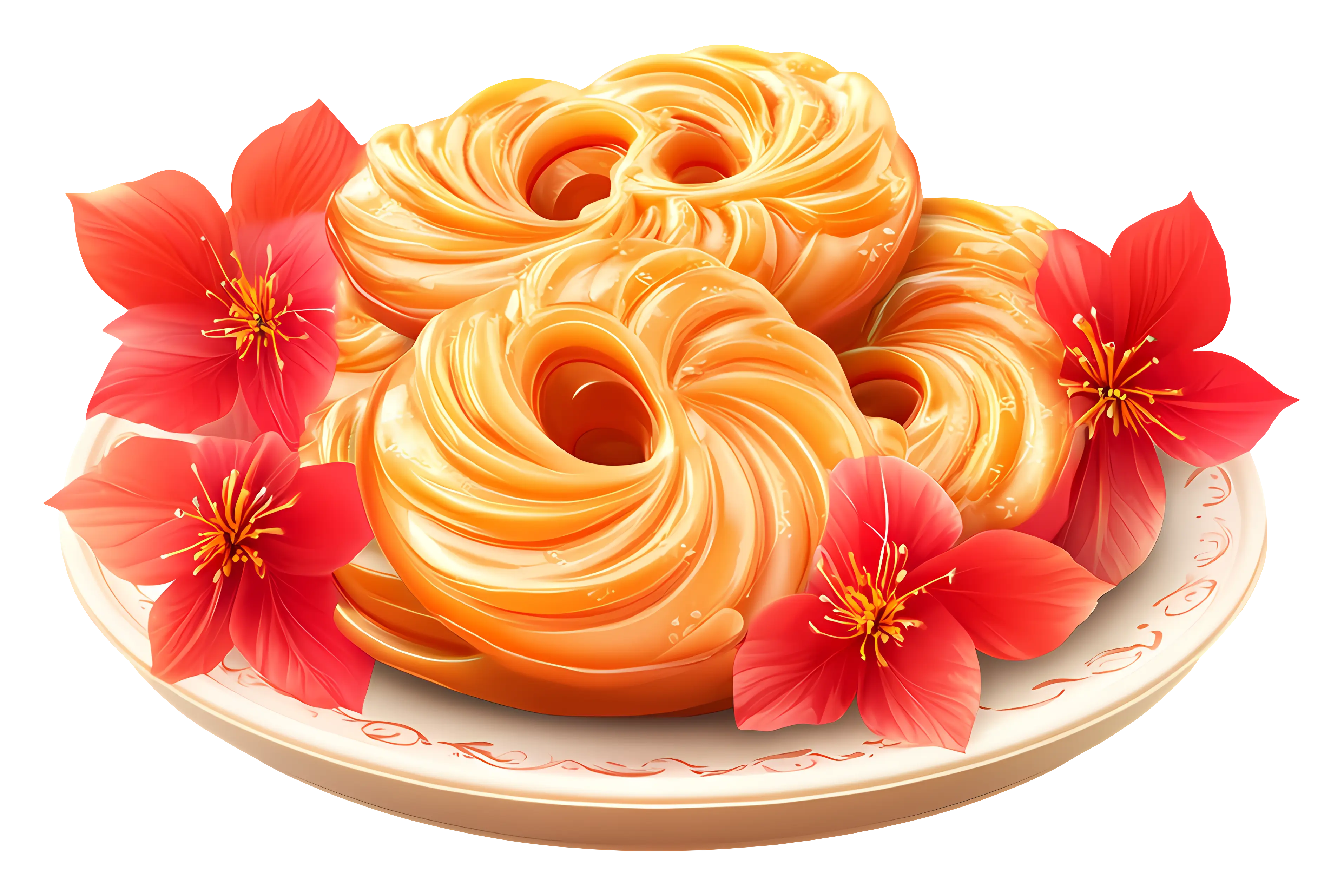 Delicious Pastries with Red Flowers