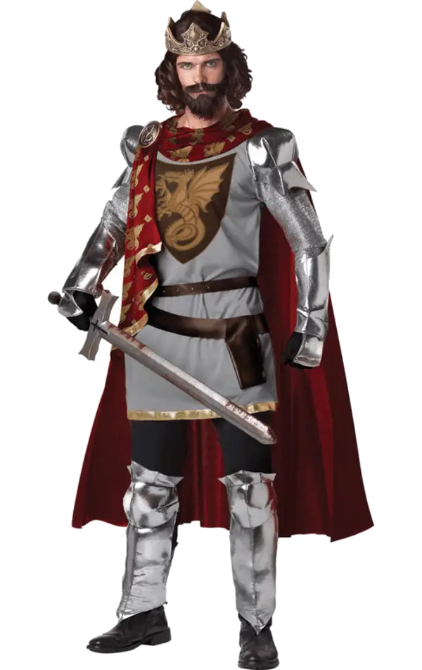 Medieval Knight in Full Armor and Cape
