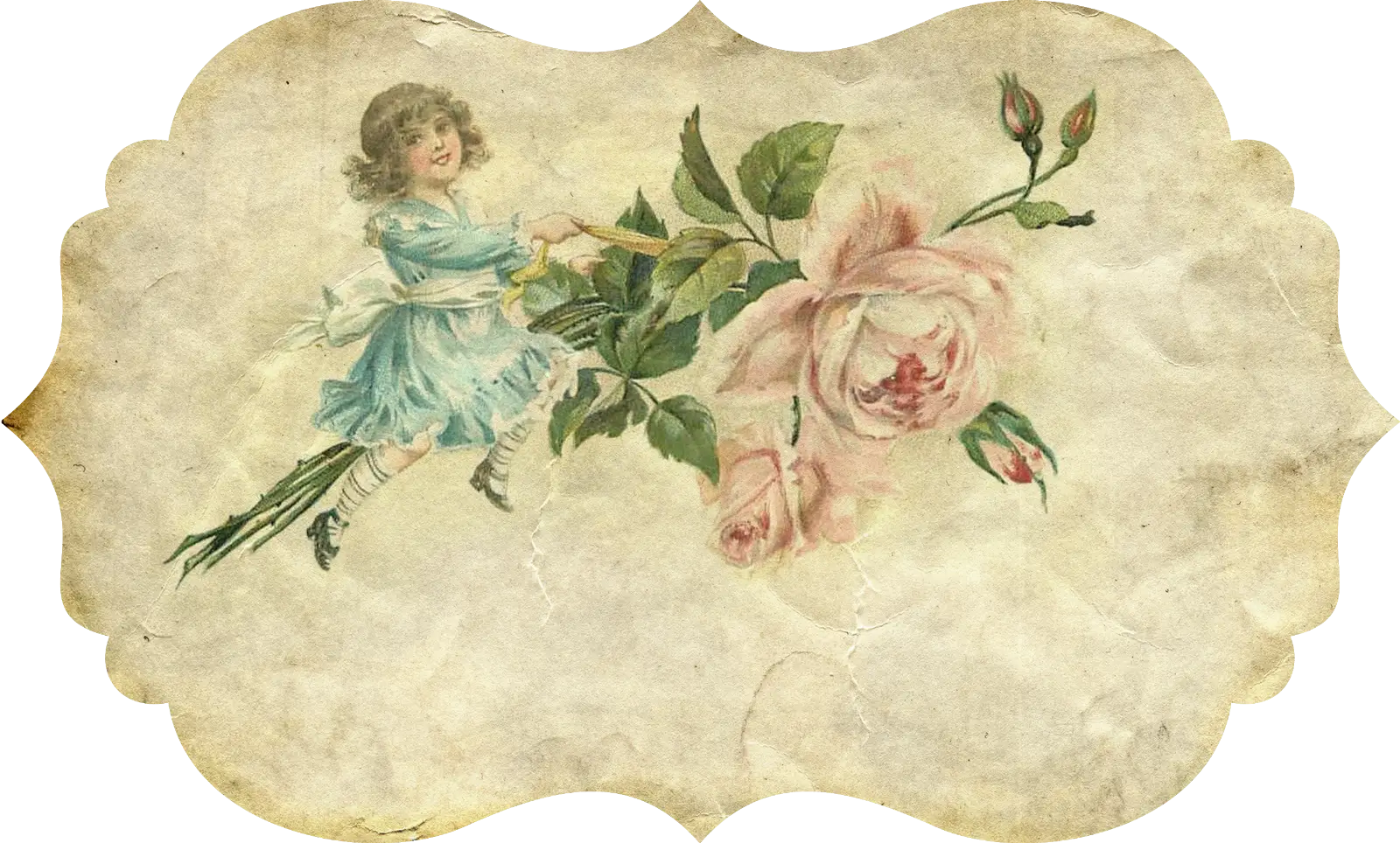 Vintage Illustration of Girl with Flowers