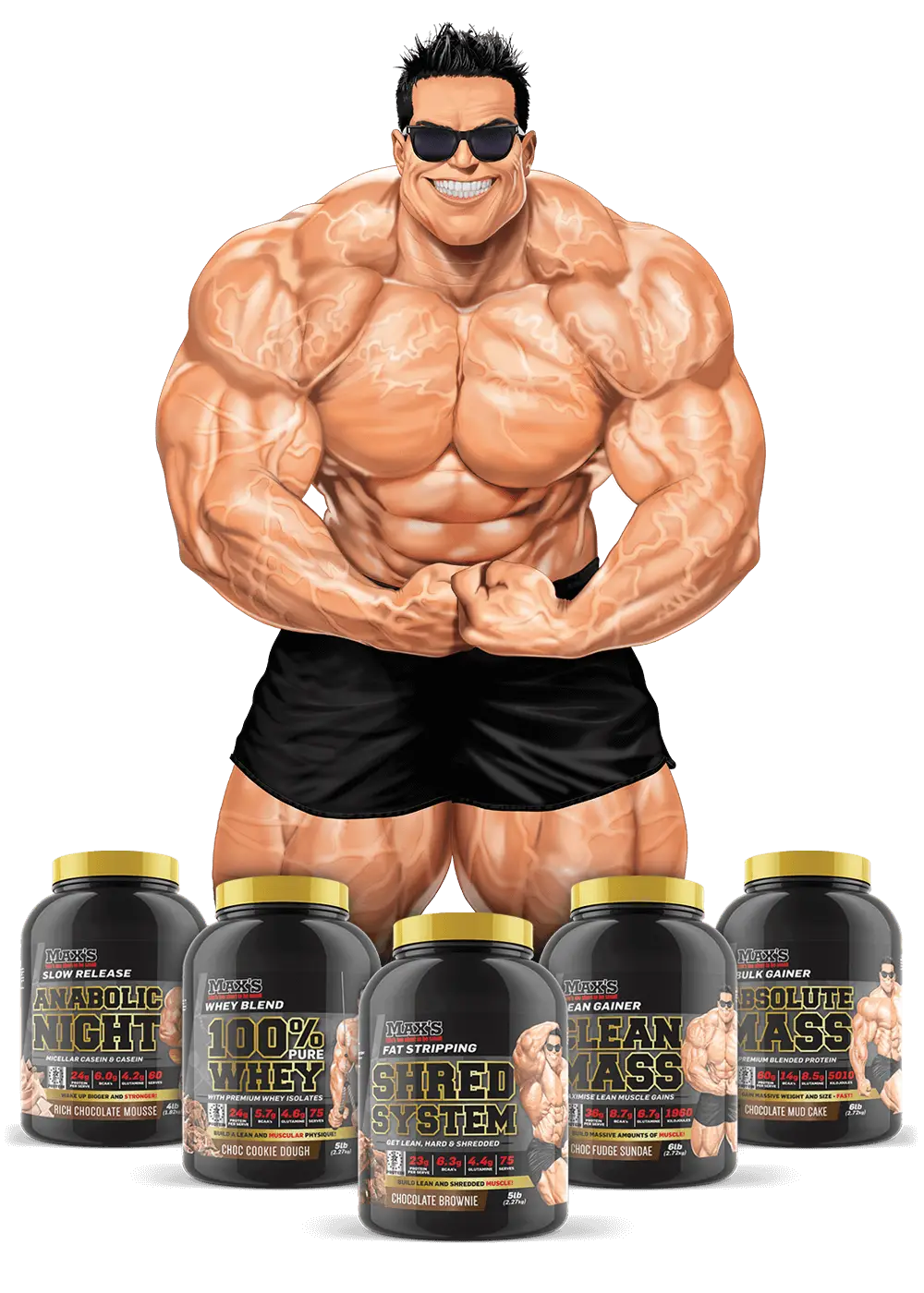 Muscular Bodybuilder with Supplements
