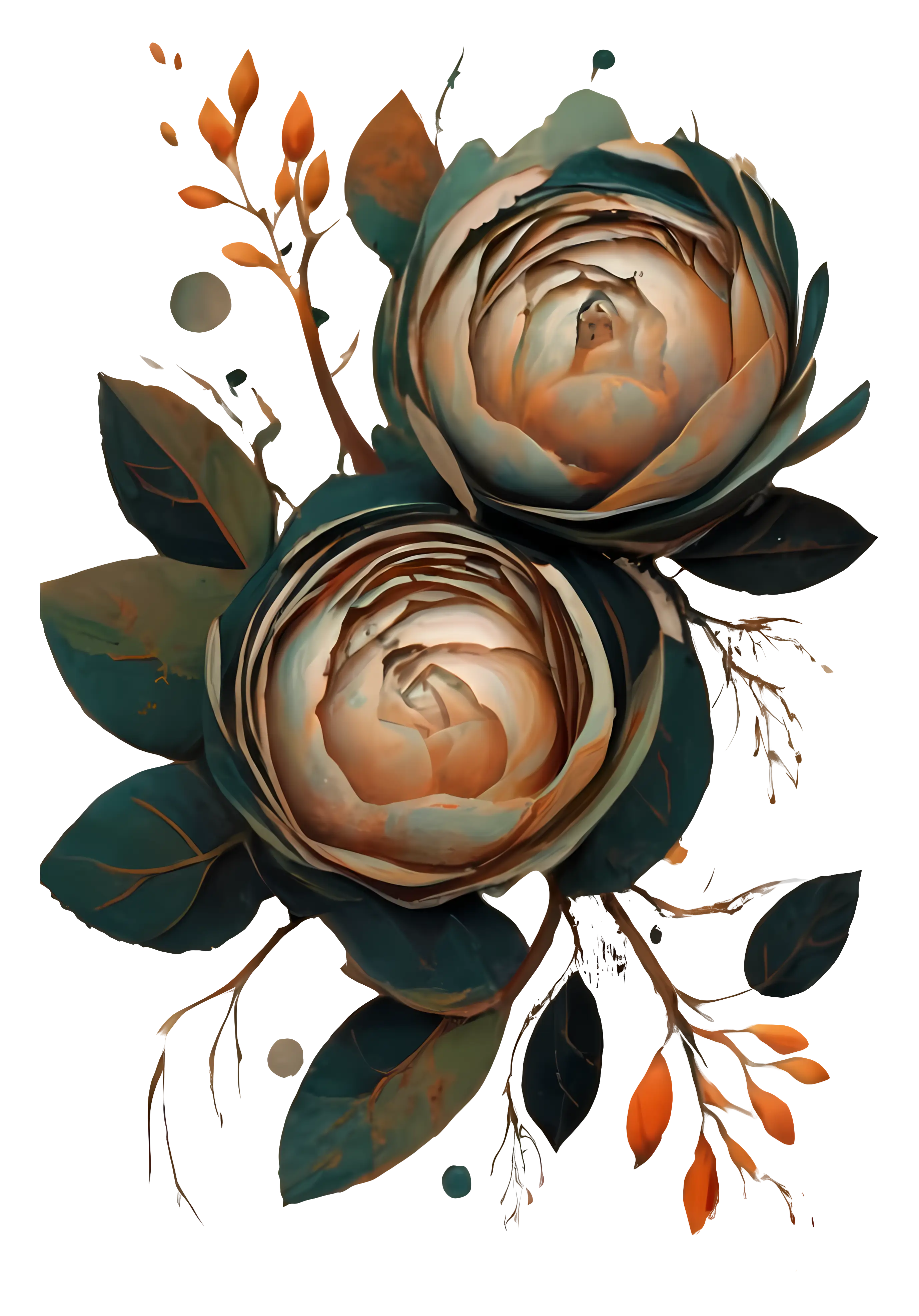 Artistic Roses with Elegant Leaves