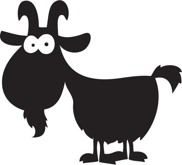 Funny Black Cartoon Goat