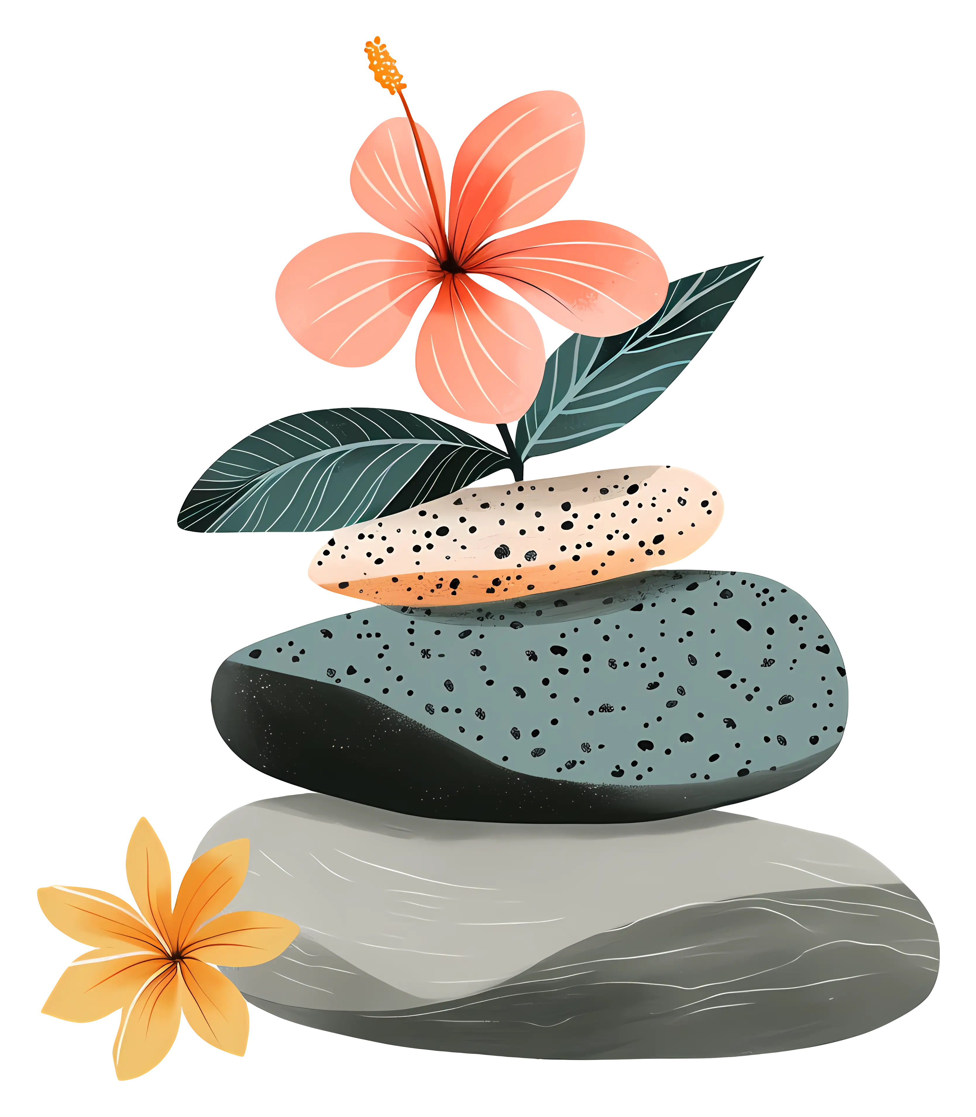 Zen Flower and Stones Illustration