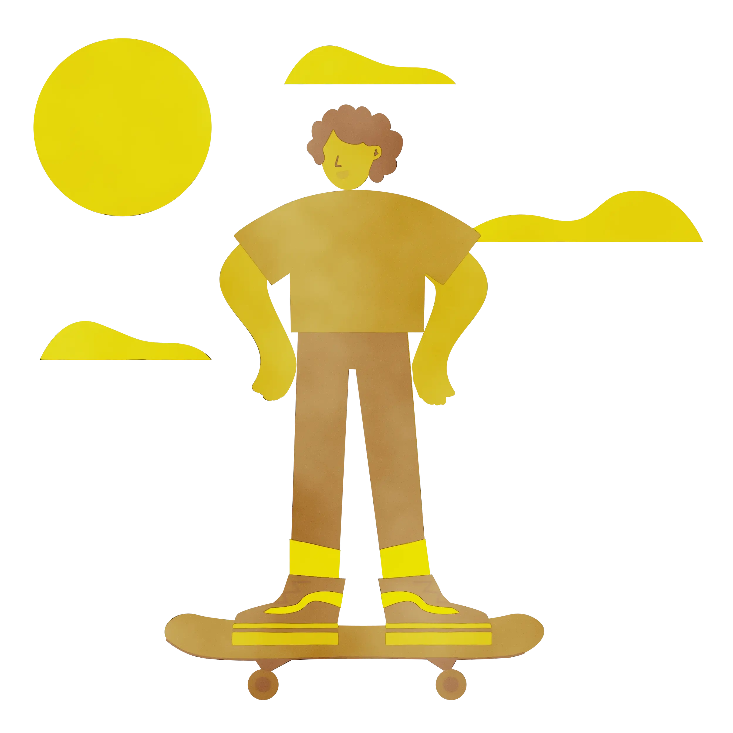 Cartoon Character Skateboarding in the Sun