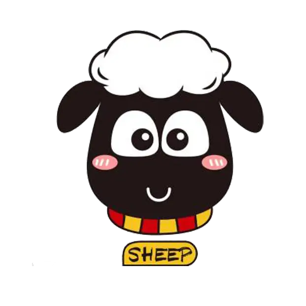 Cute Cartoon Sheep with Collar