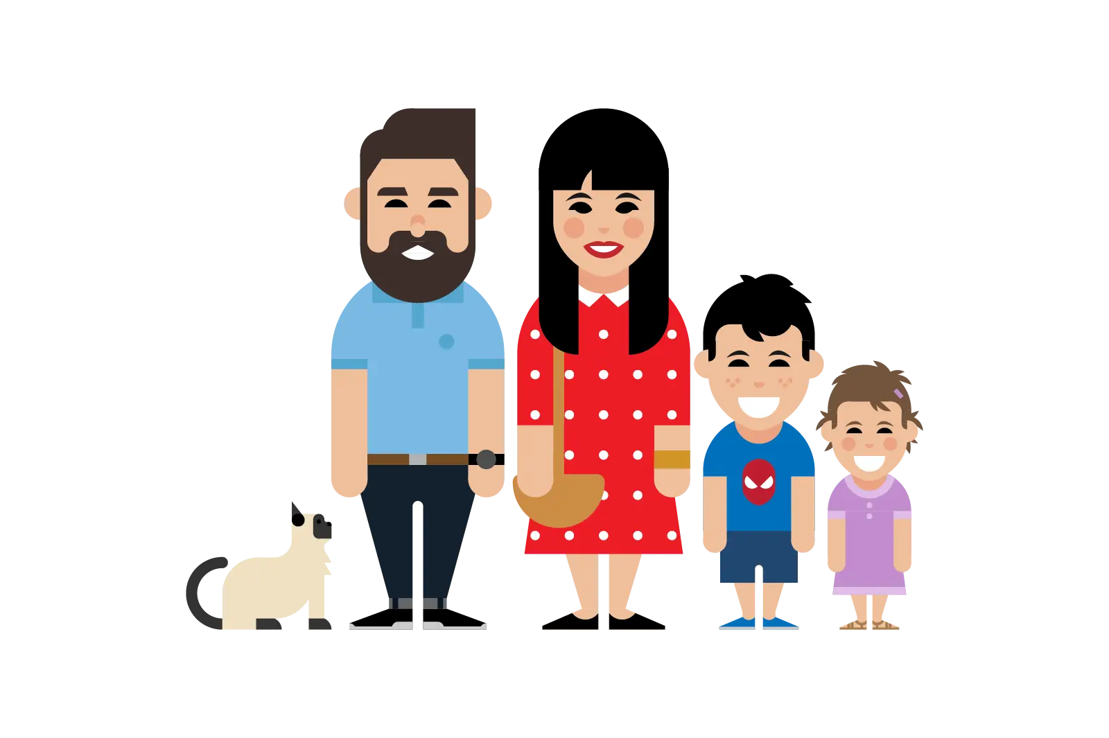 Happy Family Cartoon Illustration