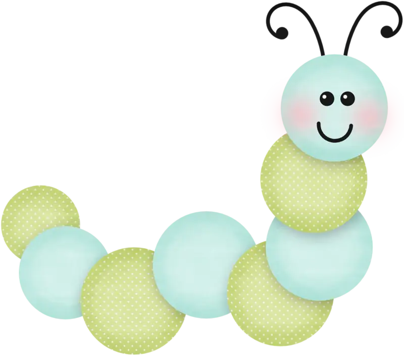 Cute Green and Blue Caterpillar Cartoon