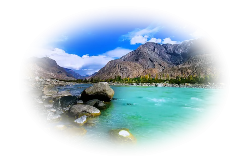 Beautiful River and Mountain Landscape