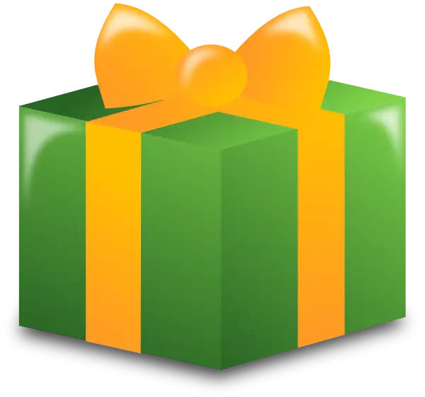 Green Gift Box with Orange Ribbon