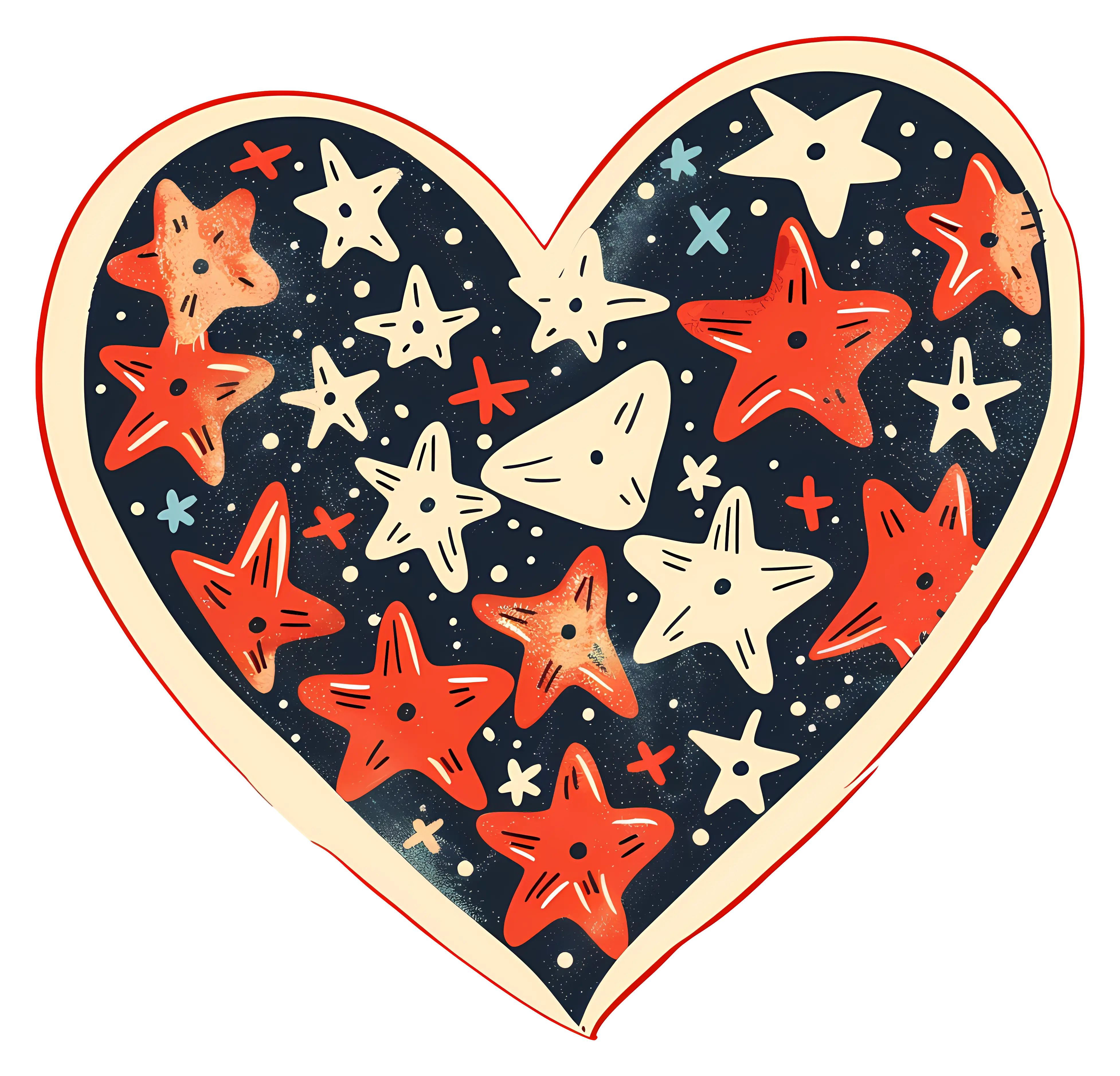 Heart Illustration with Starry Pattern
