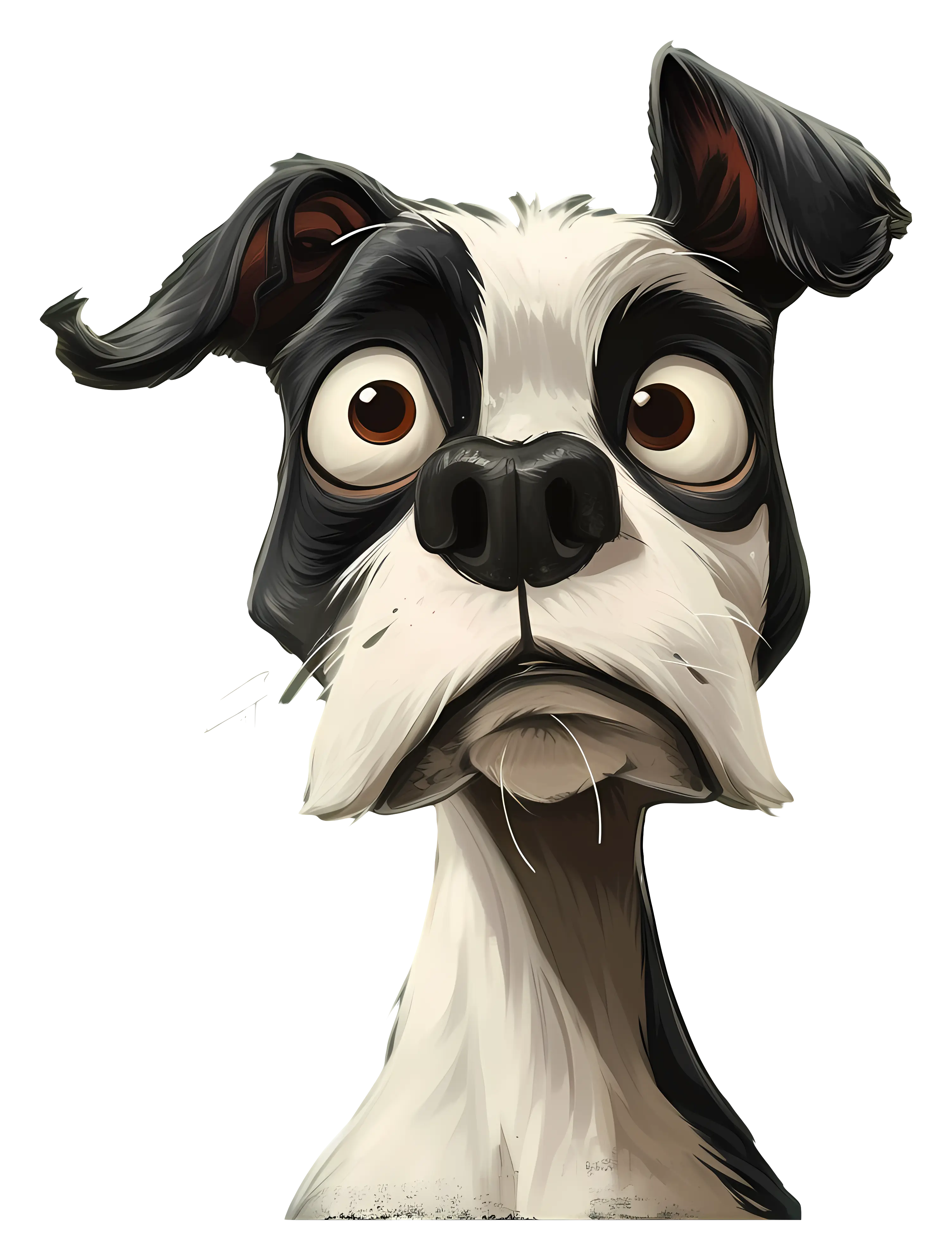 Black and White Dog with Curious Look