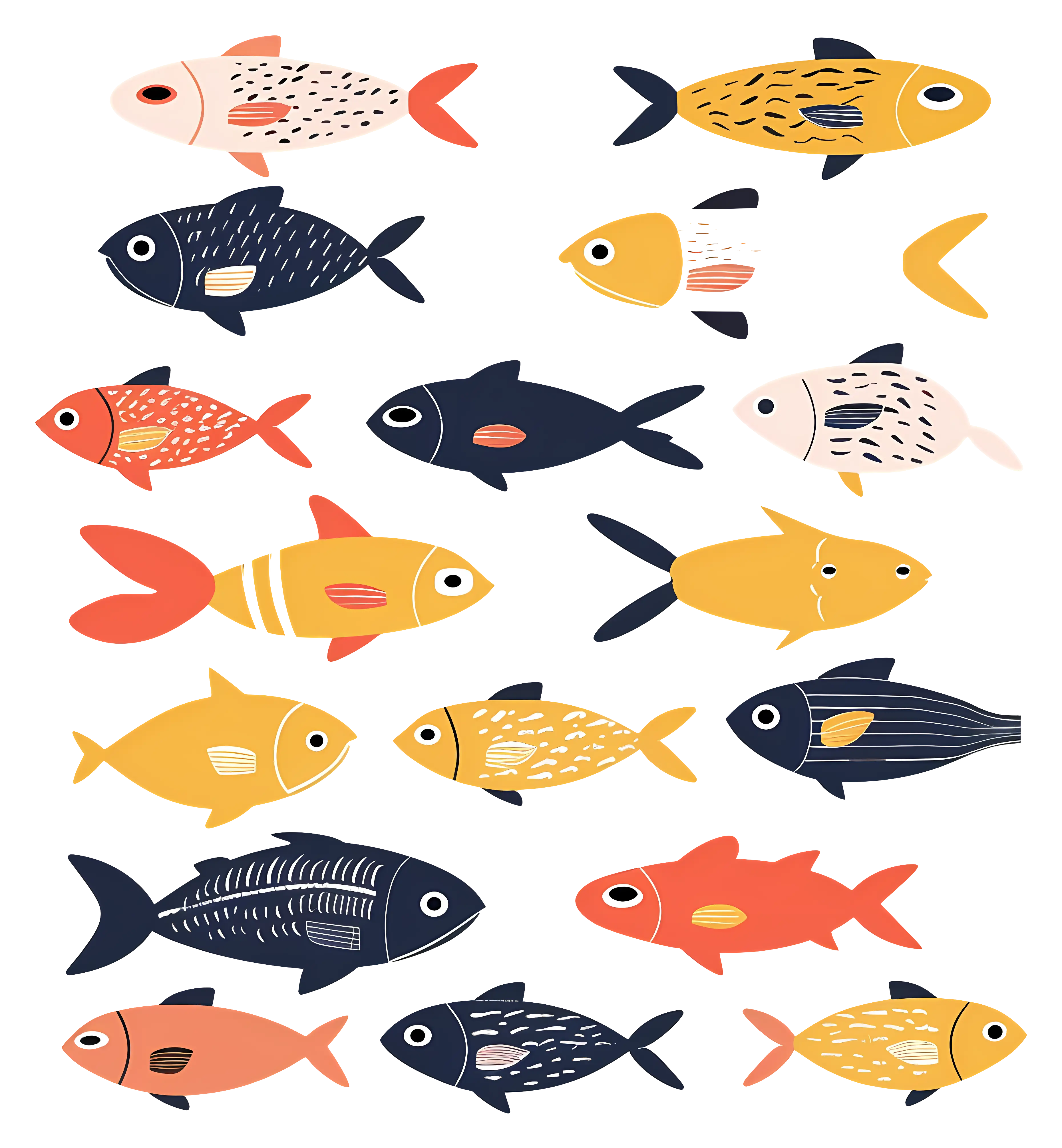 Vibrant Collection of Colorful Fish Illustrations