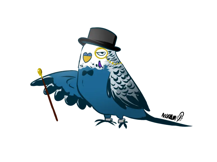 Cartoon Bird with Hat and Cane