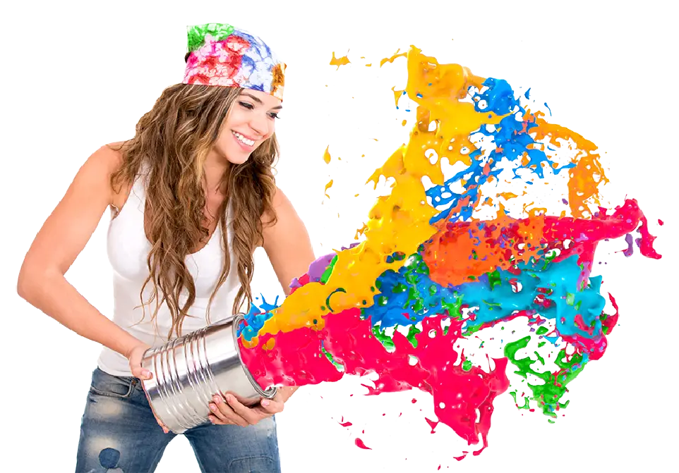 Dynamic Artist Painting Splash with Colors