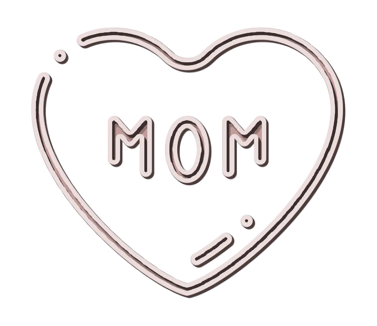 Heart-Shaped Illustration with &#039;MOM&#039; Text