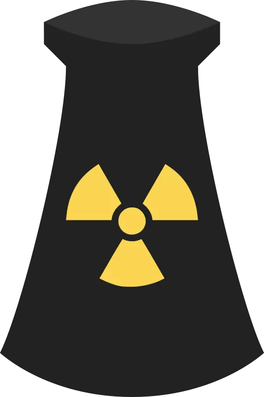 Nuclear Plant Cooling Tower with Radiation Symbol