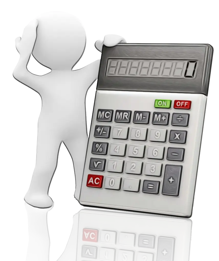 White Figure Holding Calculator Illustration