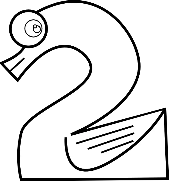 Cartoon Number 2 Shaped Like a Duck