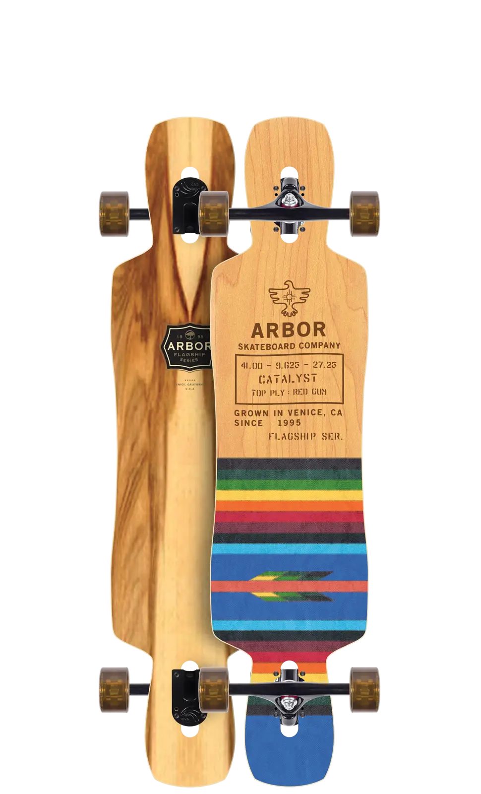 Stylish Longboard with Colorful and Wooden Design