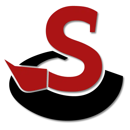 Red and black S logo