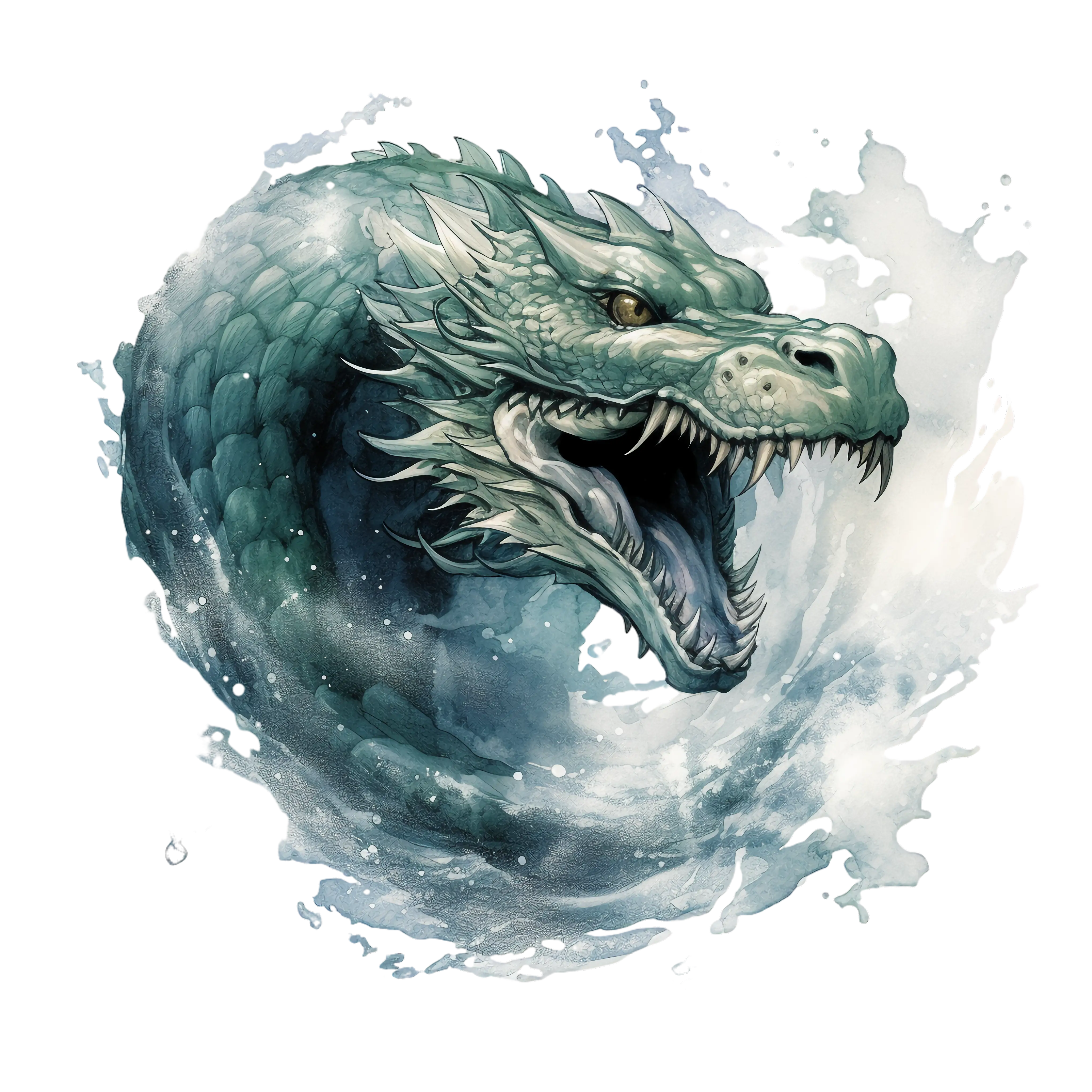 Water Dragon Illustration in Fantasy Theme