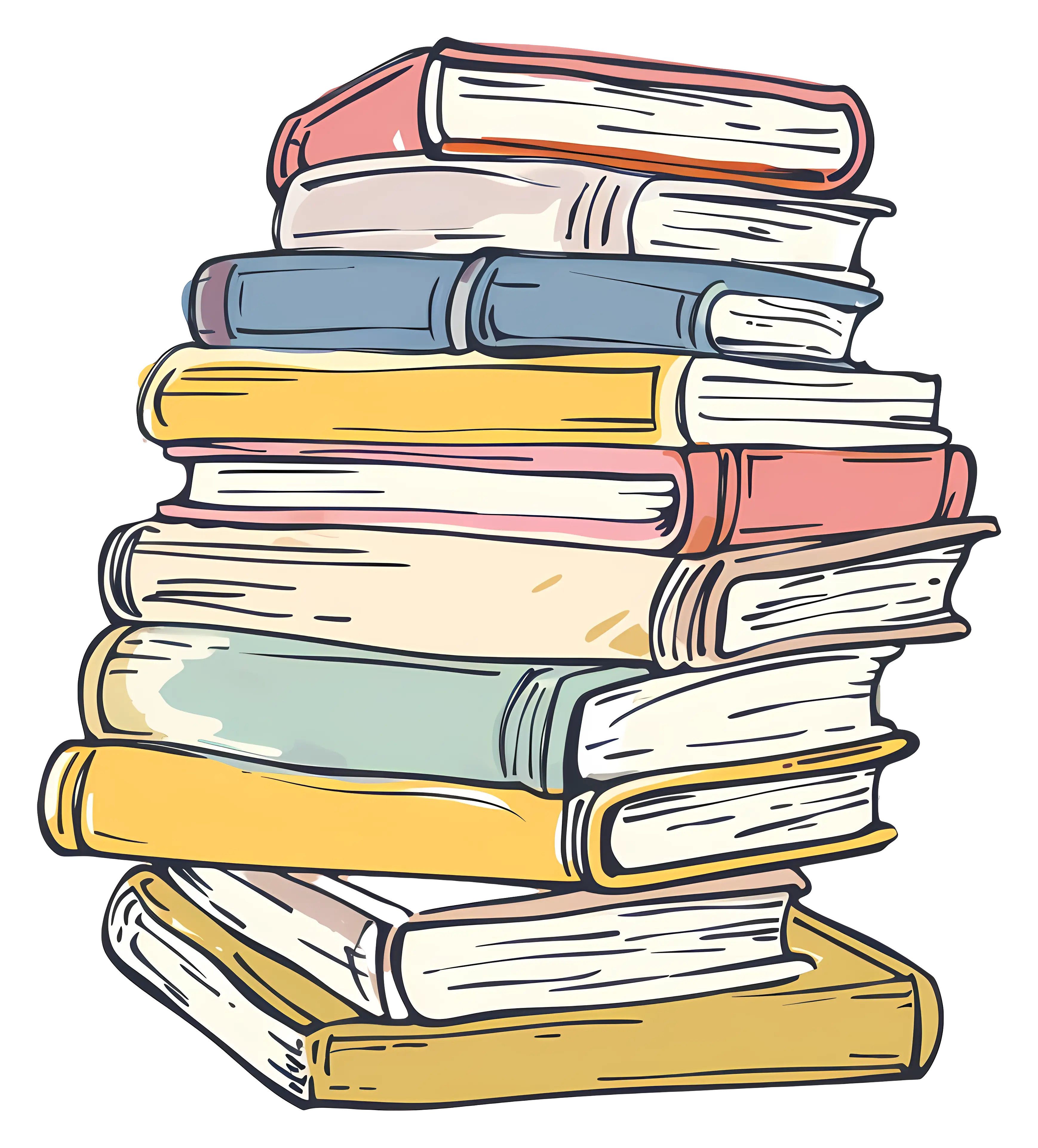 Illustration of a Stack of Pastel-Colored Books
