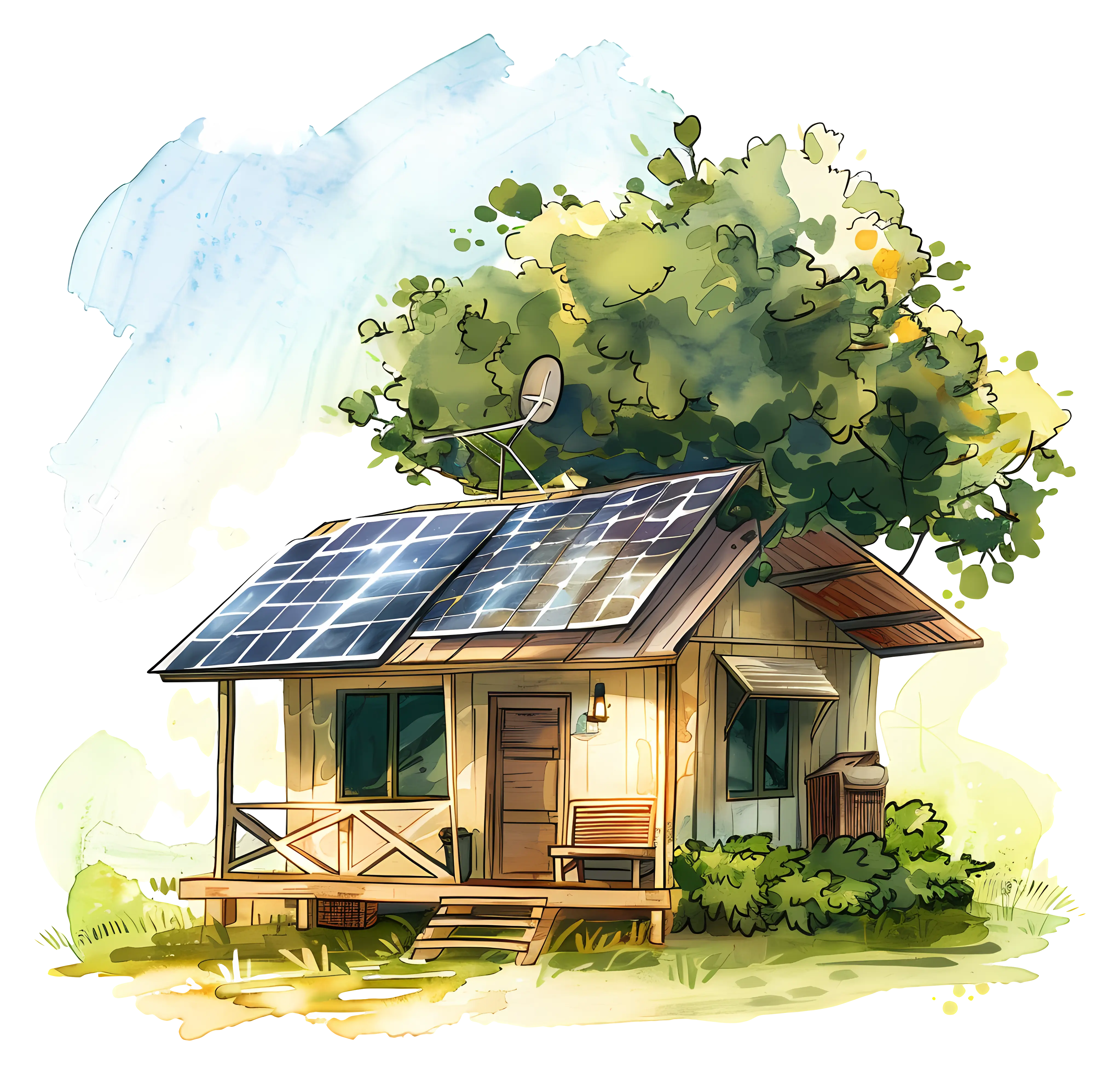 Small Cute Doodle House with Solar Panels