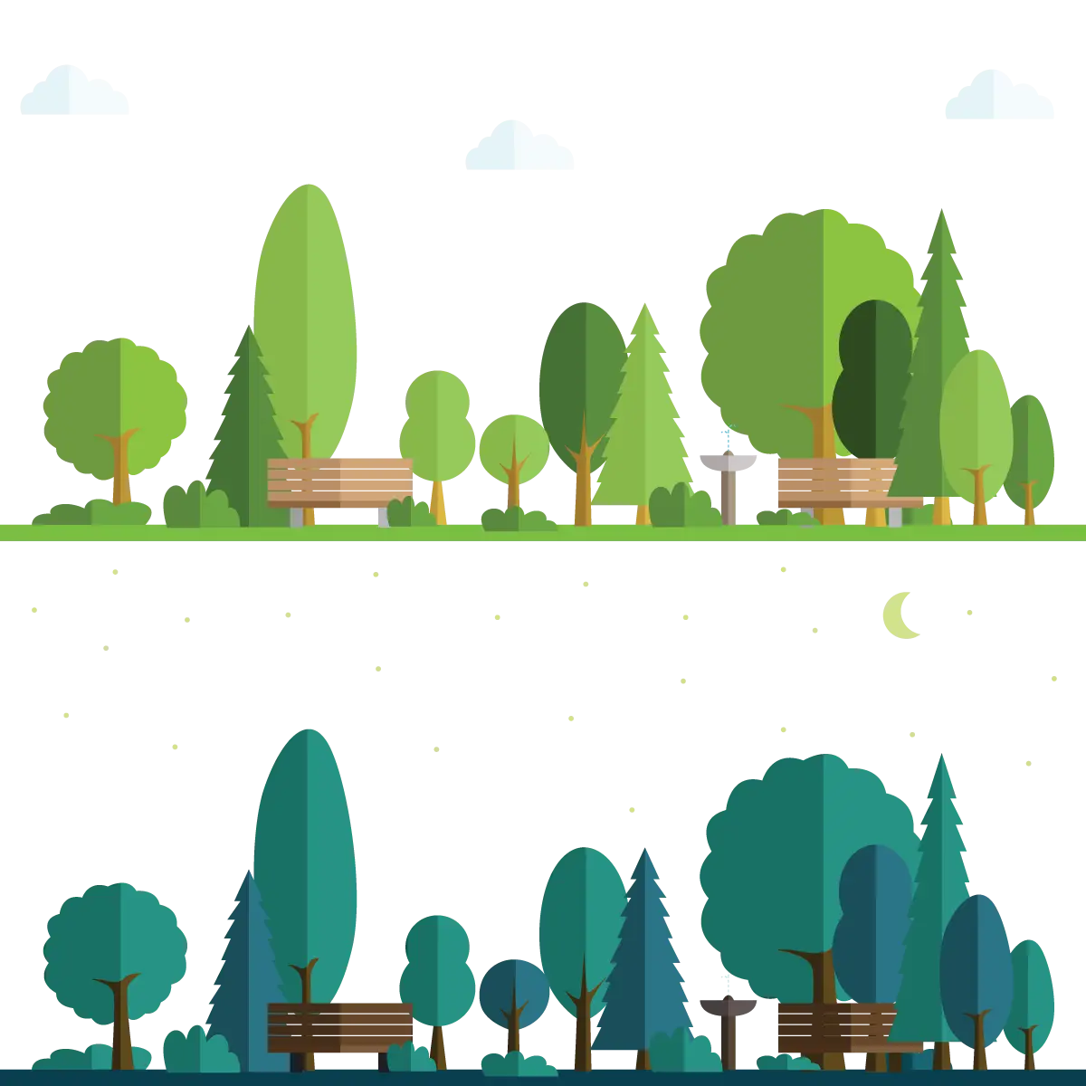 Park with Trees and Benches