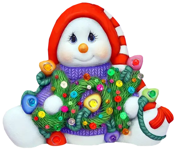 Snowman Decorated with Holiday Lights