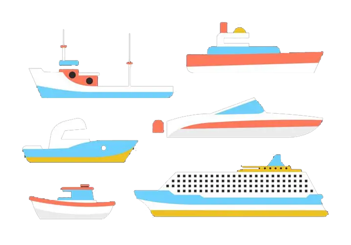 Various Boats and Ships Illustration