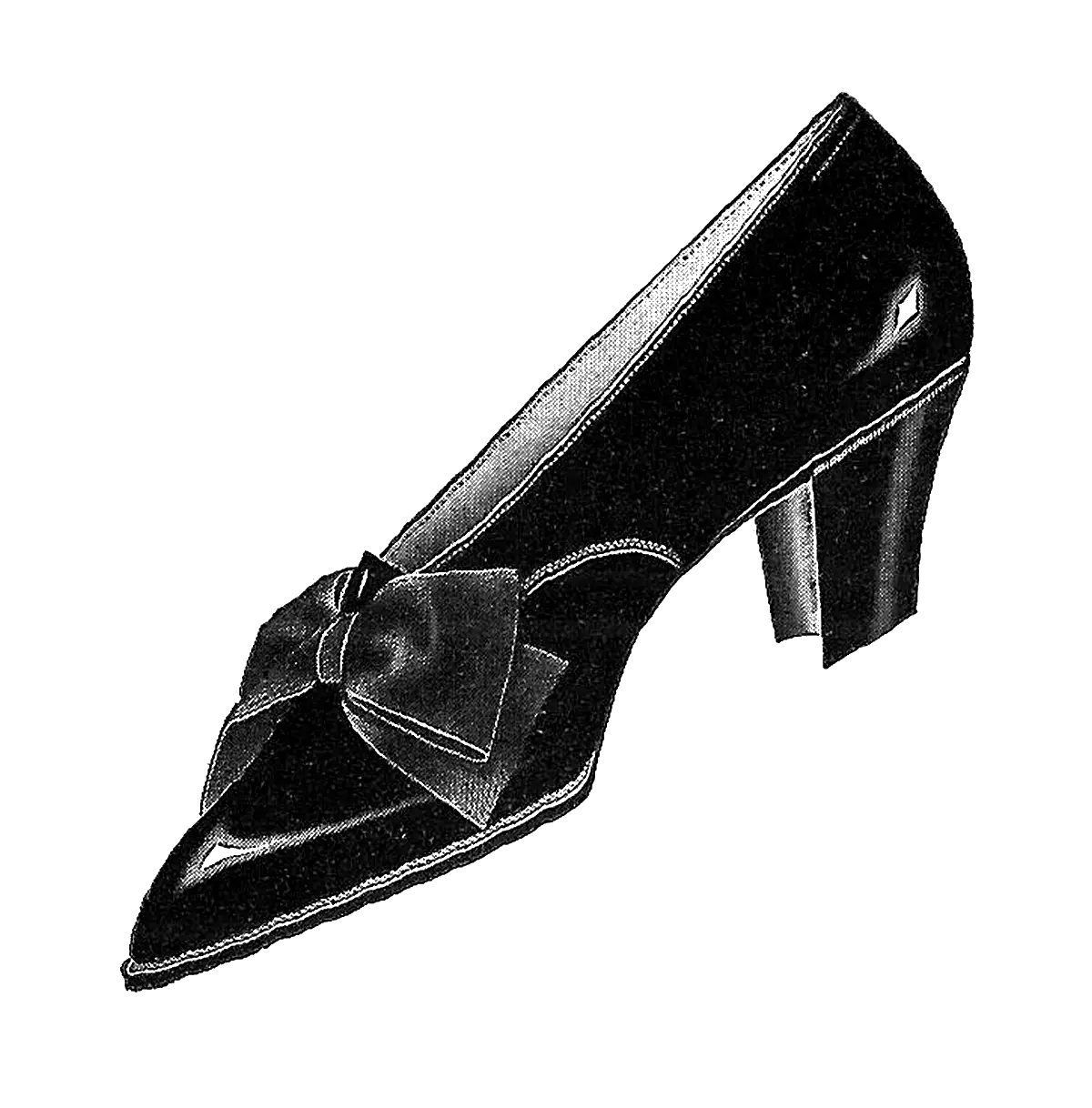 Black High-Heeled Shoe with Bow