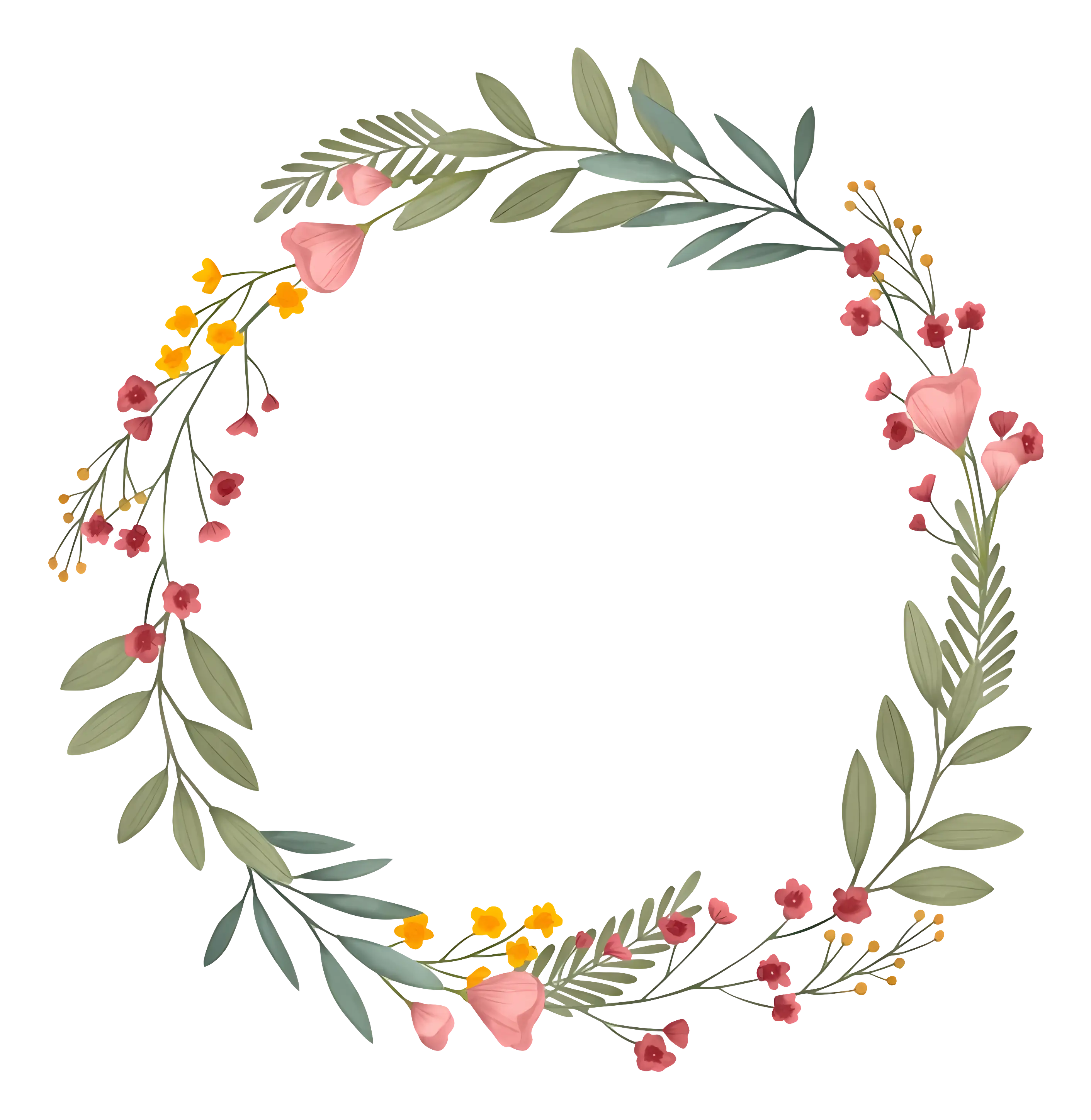 Delicate Floral Wreath Illustration