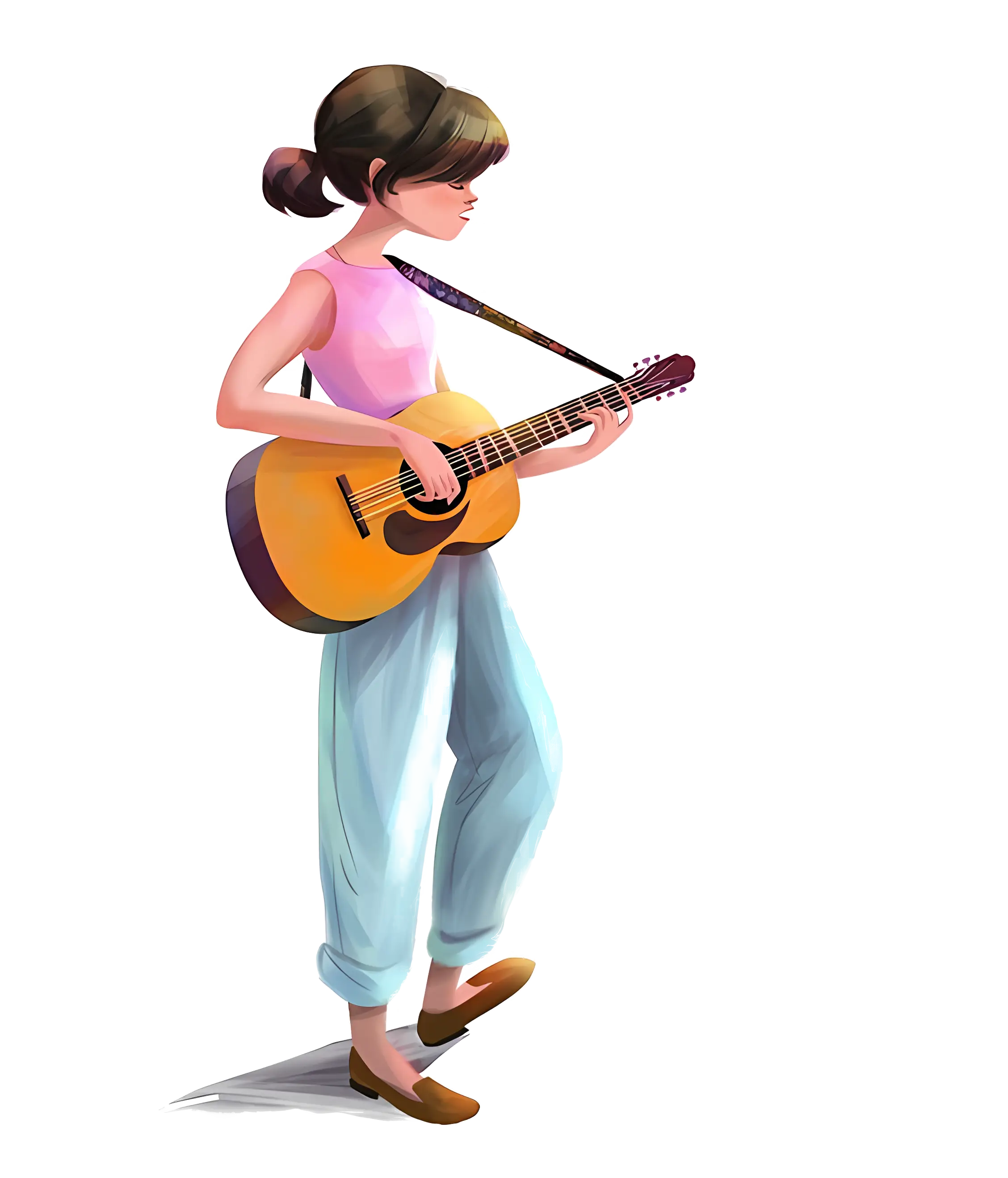 Young Guitarist Playing Acoustic Guitar