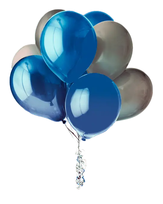 Blue and silver party balloons