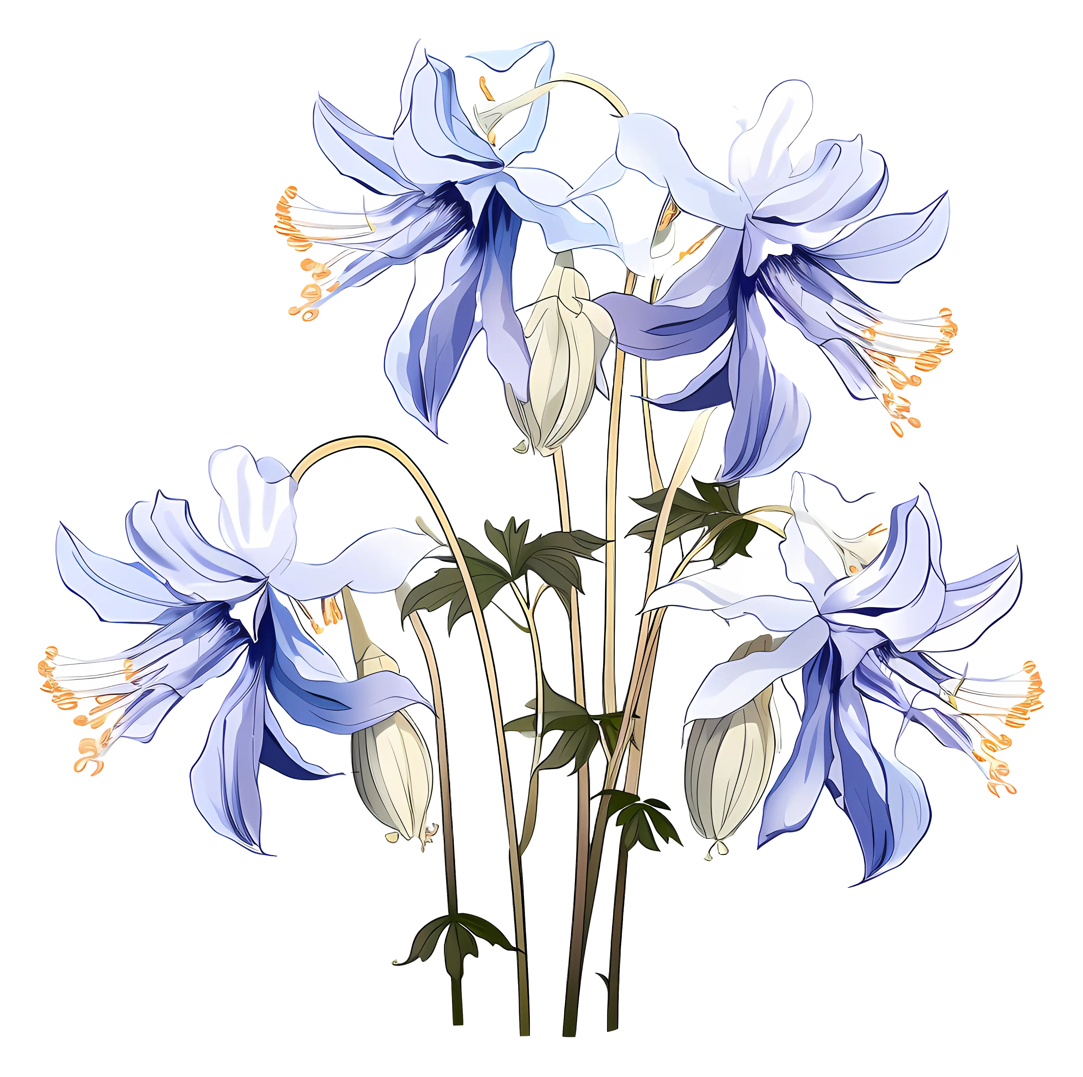 Beautiful Blue Flowers Illustration