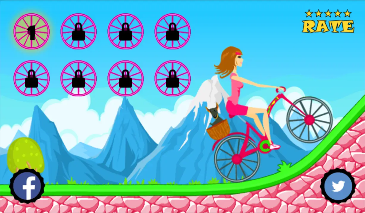 Cartoon Girl Cycling Adventure Game