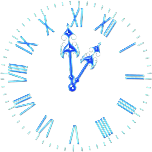 Blue Roman Numeral Clock Face