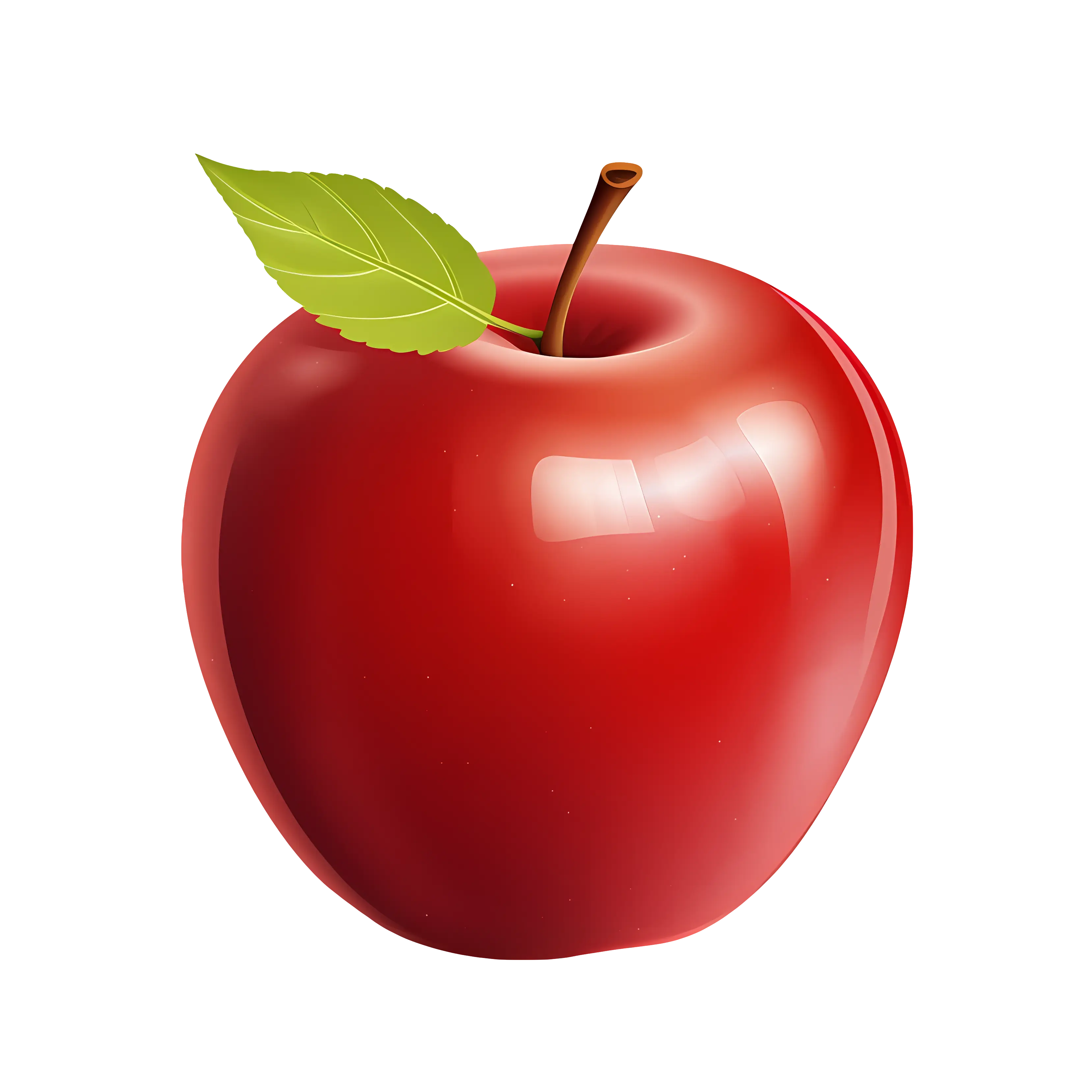 Red Apple with Green Leaf Illustration