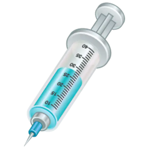 Medical Syringe with Blue Liquid Inside