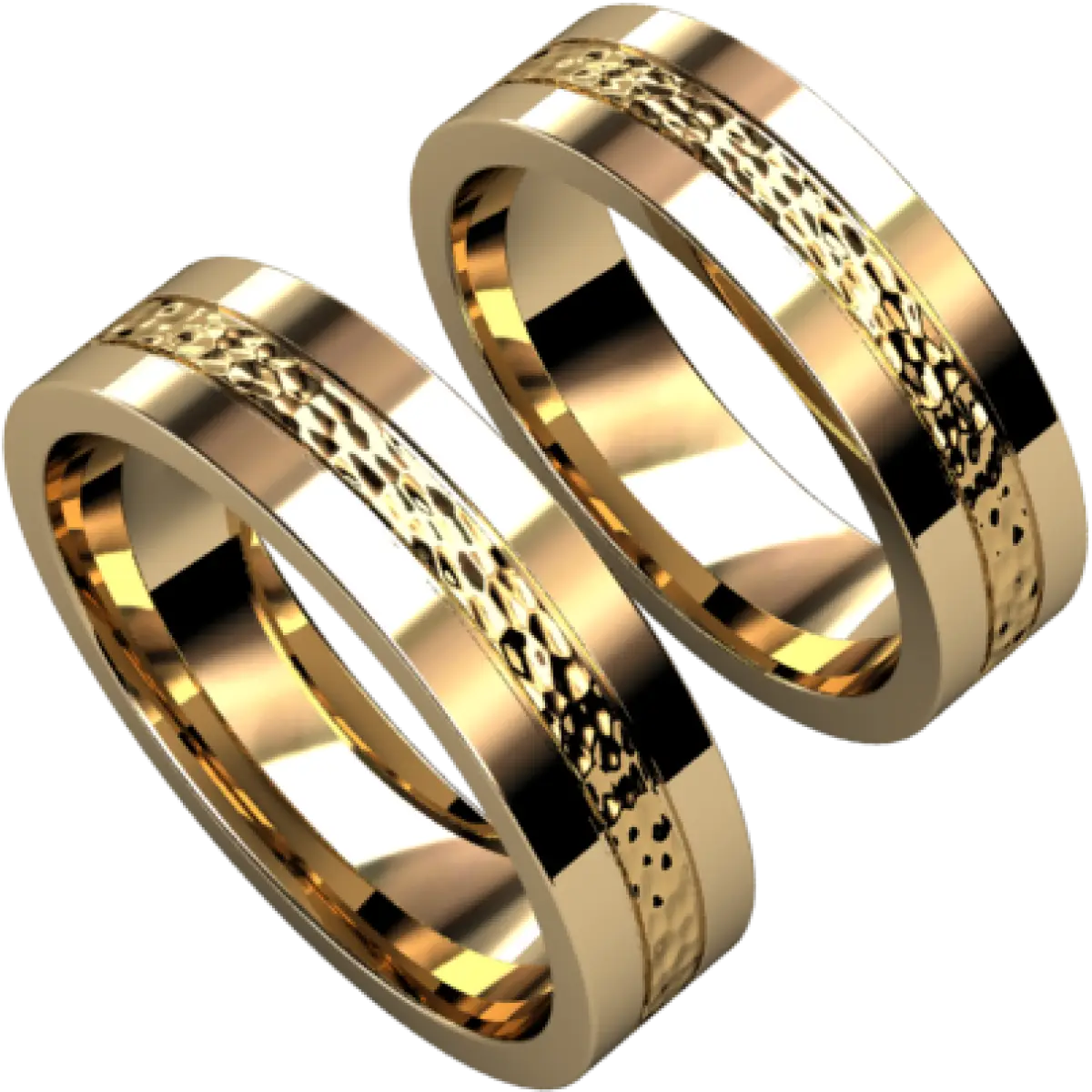 Elegant Golden Wedding Rings with Engraved Pattern