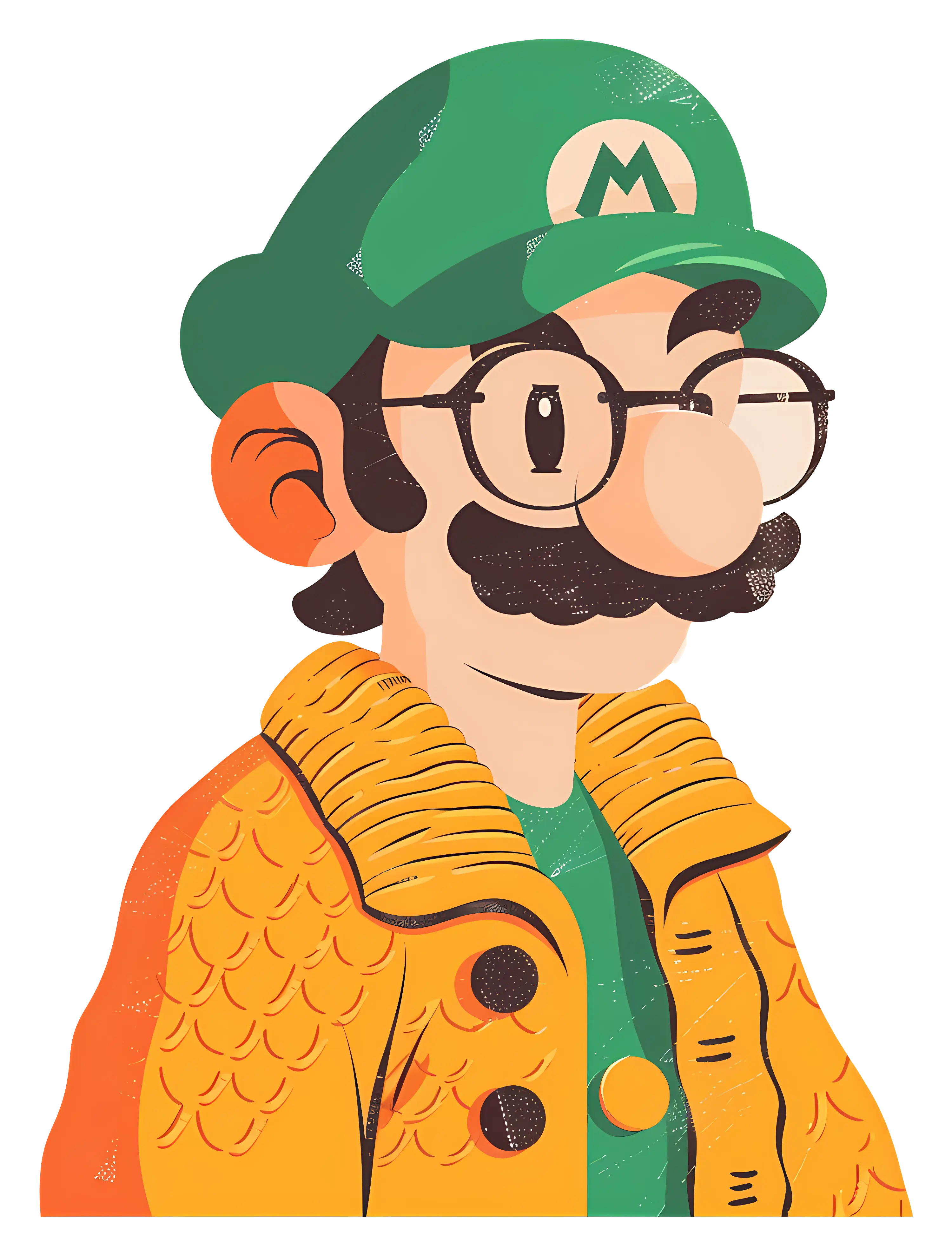 Cartoon Man in Green Hat and Yellow Jacket