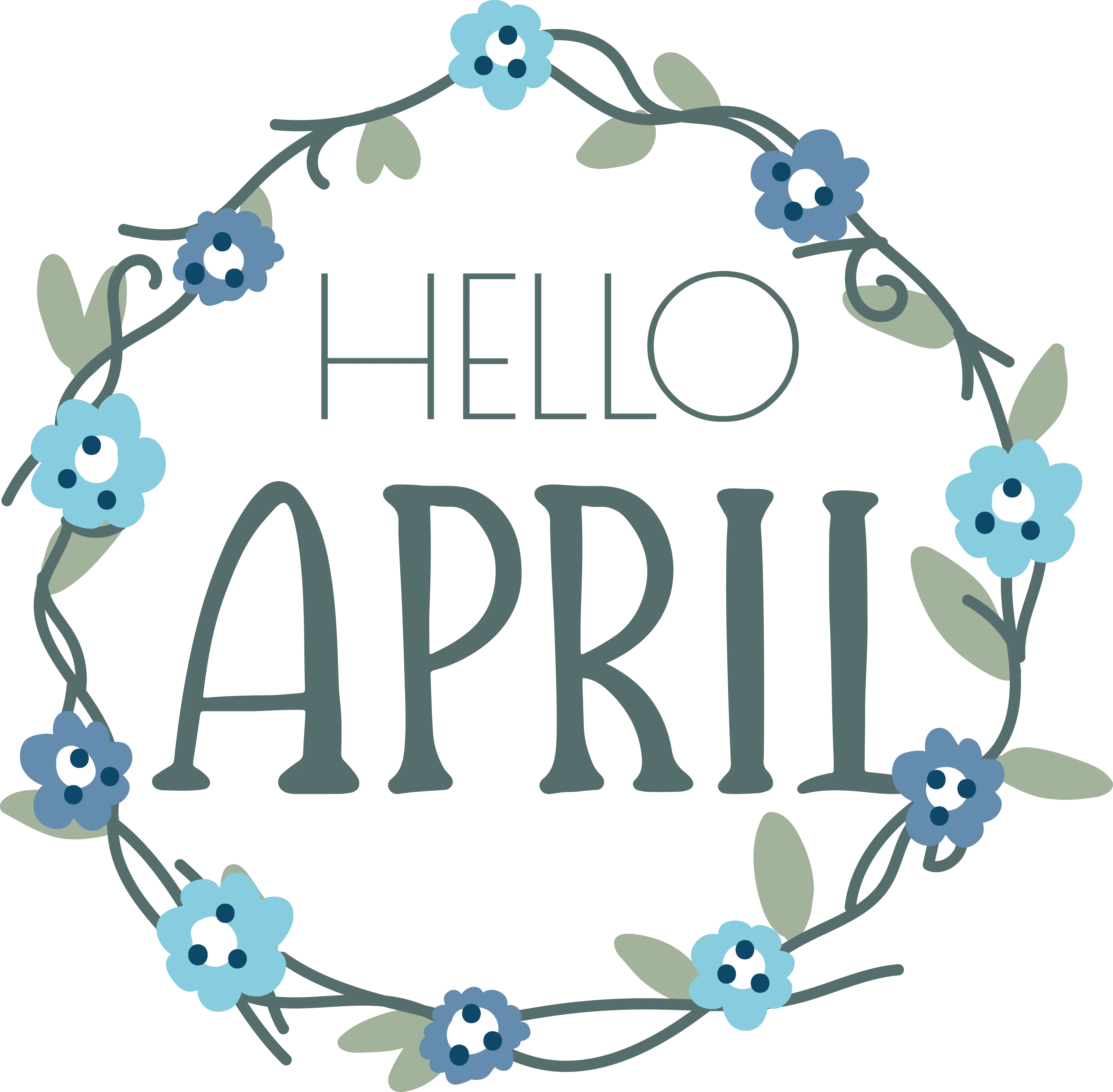 Hello April with Floral Wreath