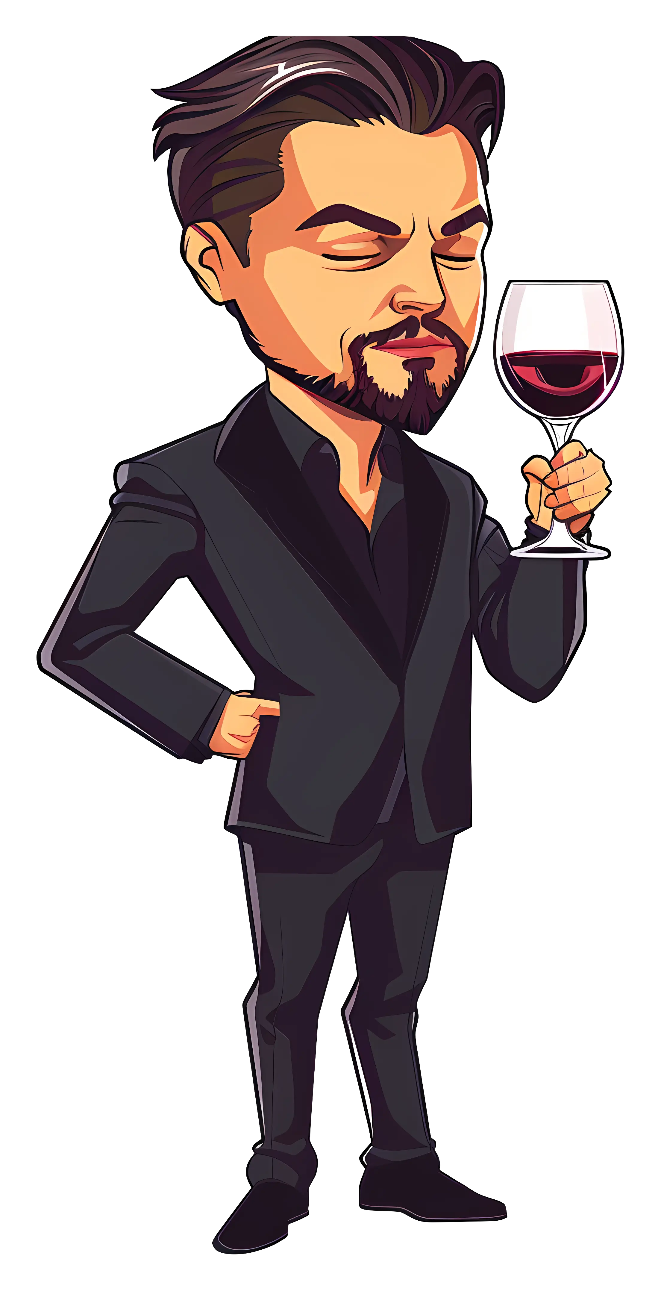 Cartoon Man with Wine Glass