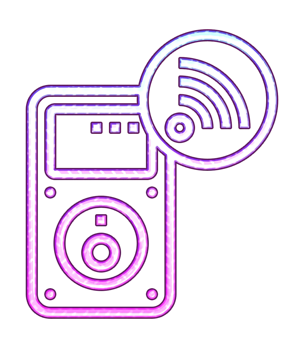 Purple Music Player Icon with Signal
