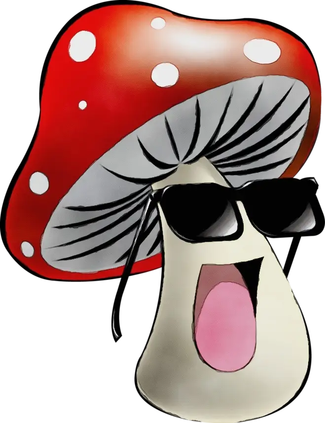 Cool Mushroom with Sunglasses and Red Cap