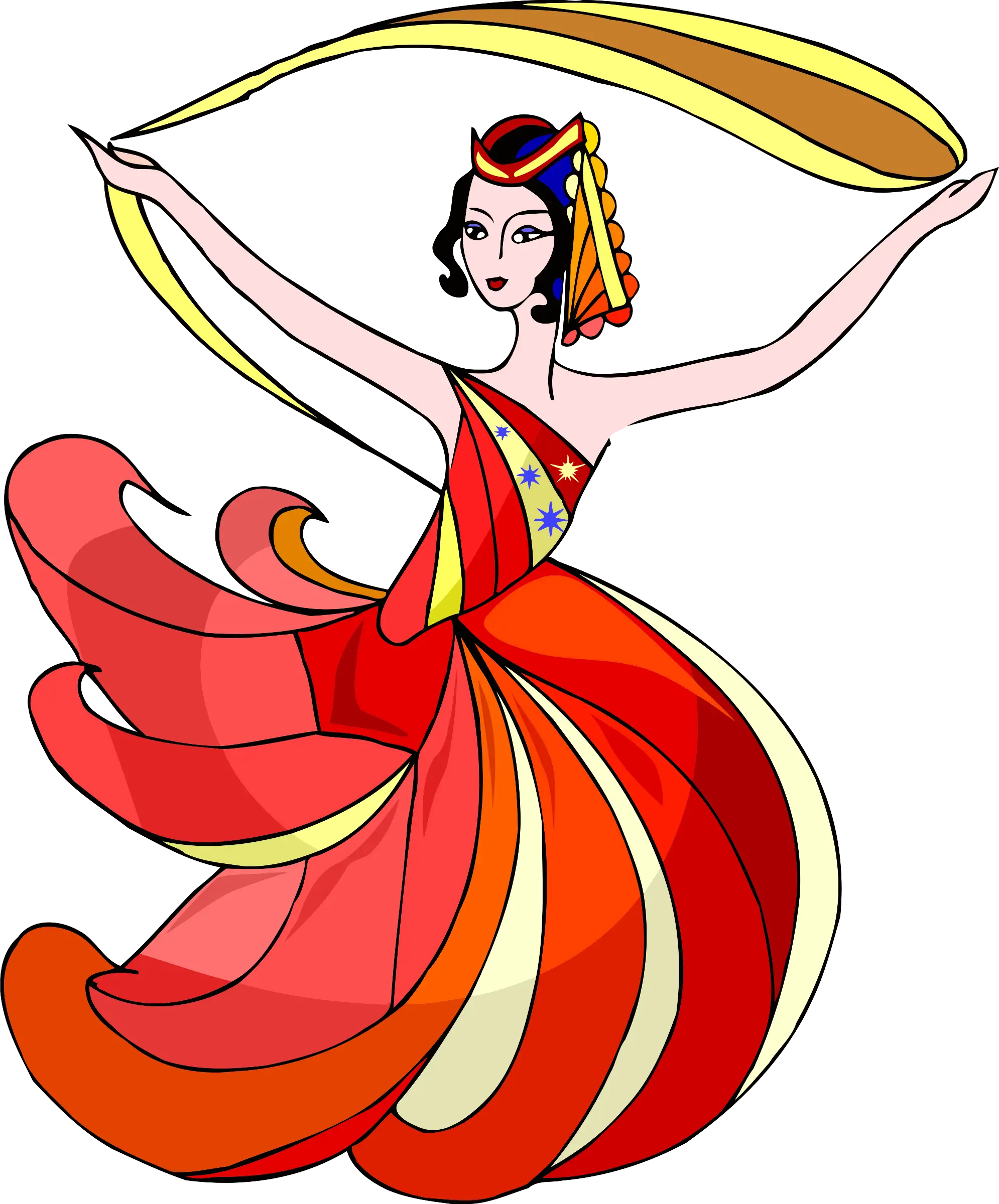 Dancing Woman in Red Costume Illustration