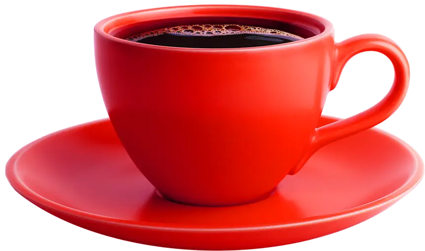 Bright Red Coffee Cup with Saucer