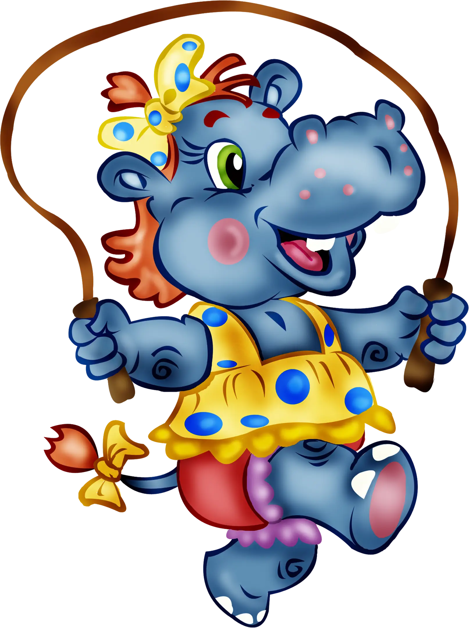 Blue Cartoon Hippo Skipping Rope