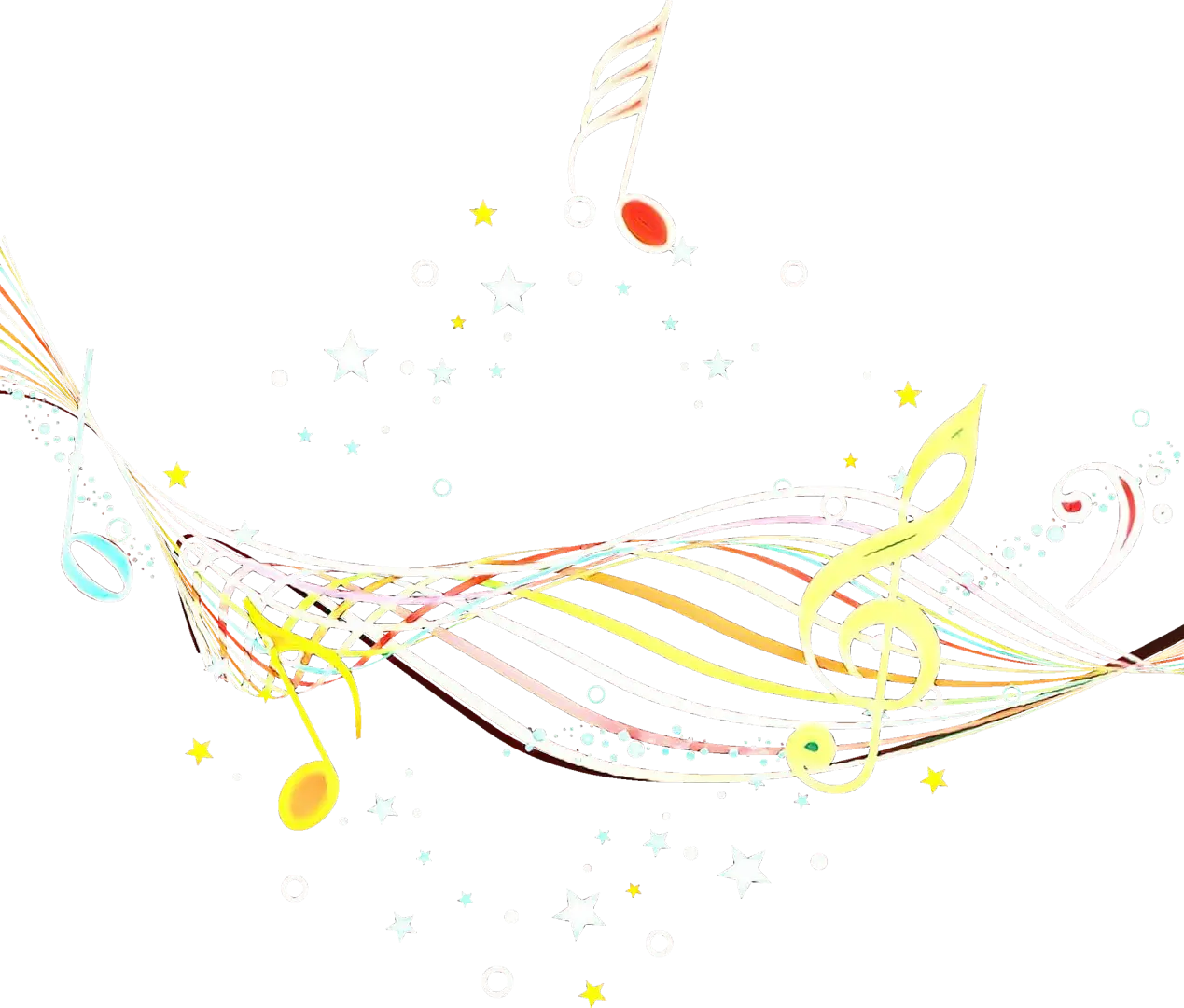 Colorful Music Notes and Swirls Graphic