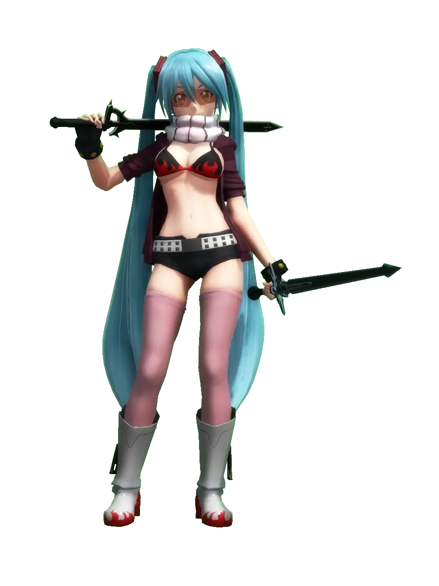 Anime Character with Swords and Blue Hair